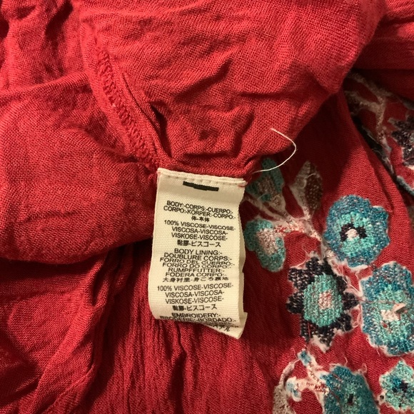 Free People S Red Te Amo Boho Floral Embroidered Flowy Dress - Picture 11 of 16